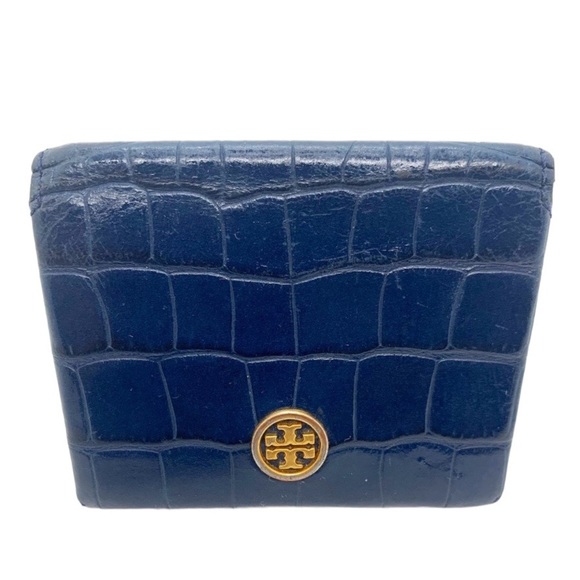 Tory Burch Handbags - Tory Burch Parker Embossed Foldable Card Case Navy Professional Quite Luxury